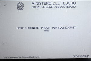 reverse: SERIE IN LIRE 1997 CON AG. IN COFANETTO E SCATOLA (USURATO) PROOF