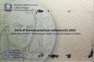 reverse: SERIE IN EURO 2005 CON AG. IN COFANETTO E SCATOLA(USURATO) PROOF