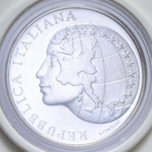 obverse: 500 LIRE 1985 PRESIDENZA ITALIANA UE AG. 11 GR. IN CONFEZIONE FDC