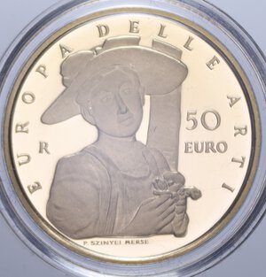 reverse: 50 EURO 2010 EUROPA DELLE ARTI UNGHERIA AU. 16,12 GR. IN COFANETTO PROOF