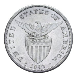 obverse: FILIPPINE AMMINISTRAZIONE AMERICANA 1 PESO 1907 AG. 19,77 GR. BB-SPL