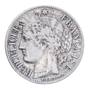 obverse: FRANCIA REPUBBLICA 1 FRANC 1849 A AG. 4,91 GR. BB