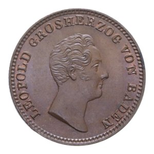 obverse: GERMANIA BADEN KREUZER 1844 CU. 4,02 GR. FDC (TRACCE DI ROSSO)