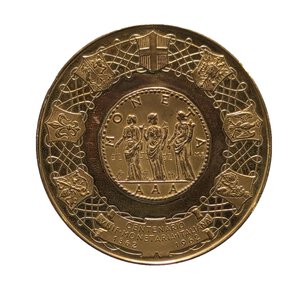 reverse: Medaglia Repubblica Italiana, Centenario dell Unificazione Monetaria 1962, Metallo dorato, Opus: Pietro Giampaoli