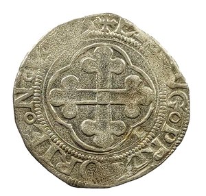 reverse: Grosso. Aosta. III° tipo. 1553? Data non leggibile. Carlo II il Buono (1504 - 1553). AG.