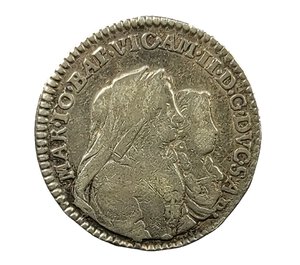 obverse: Mezza Lira da 10 Soldi 1677. Vittorio Amedeo II (1675 - 1730). AG. 
