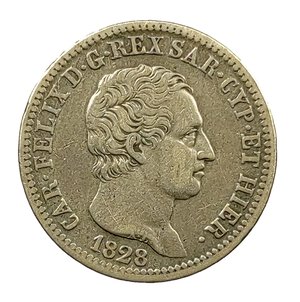 obverse: 1 Lira 1828. Torino. L in losanga. Carlo Felice (1821 - 1831). AG.