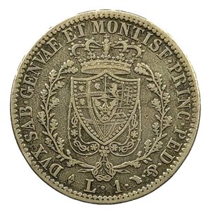 reverse: 1 Lira 1828. Torino. L in losanga. Carlo Felice (1821 - 1831). AG.