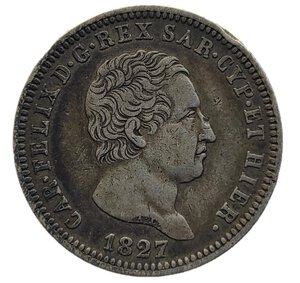 obverse: 2 Lire 1827. Torino. Carlo Felice (1821 - 1831). AG. RARA.