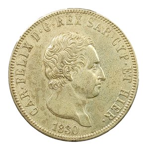 obverse: 5 Lire 1830. Genova. Carlo Felice (1821 - 1831). AG. 
