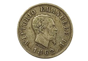obverse: 50 Centesimi 1862. Napoli. Vittorio Emanuele II (1861 - 1878). AG. RARA.