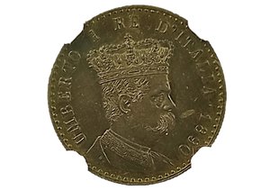 obverse: 50 Centesimi 1890. Colonia Eritrea, Umberto I (1890 - 1896). AG. RARA. Slab NCG MS 62, ex asta ANPB. 