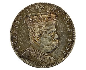 obverse: 2 Lire 1890. Colonia Eritrea, Umberto I (1890 - 1896). AG. 