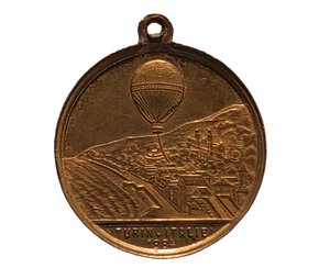 obverse: Torino 1884. Medaglia ricordo dell Ascensione (Balon Fermeé). AE Dorato. RARA.