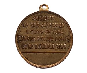 reverse: Torino 1884. Medaglia ricordo dell Ascensione (Balon Fermeé). AE Dorato. RARA.