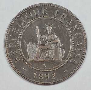 reverse: INDOCINA FRANCESE 1 CENT 1892 BB 