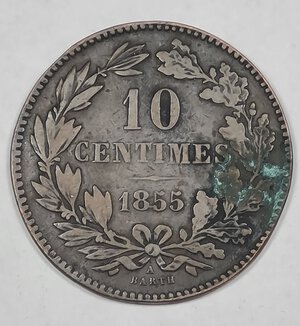 reverse: LUSSEMBURGO 10 CENTESIMI 1855 BB 