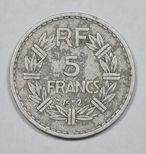reverse: FRANCIA QUARTA REPUBBLICA 5 FRANCHI 1952 BB 