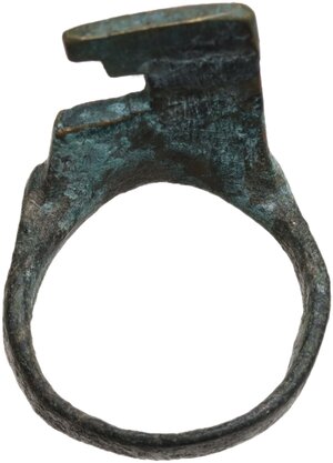 obverse: ROMAN KEY RING  Roman period, c. 3rd-4th century AD.   Bronze key ring with two pairs of decorative lines.  Height: 21 mm., Width: 17 mm