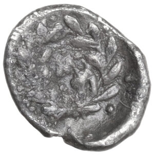 reverse: Southern Apulia, Tarentum. AR Hemiobol, 450-380 BC