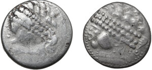 obverse: Celtic, Eastern Europe.  The Taurisci. Lot of two (2) AR Tetradrachm. East Noricum, c. 2nd - 1st century BC