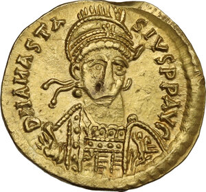 obv: Anastasius I (491-518).. AV Solidus. Constantinople mint, 6th officina. Struck 492-507
