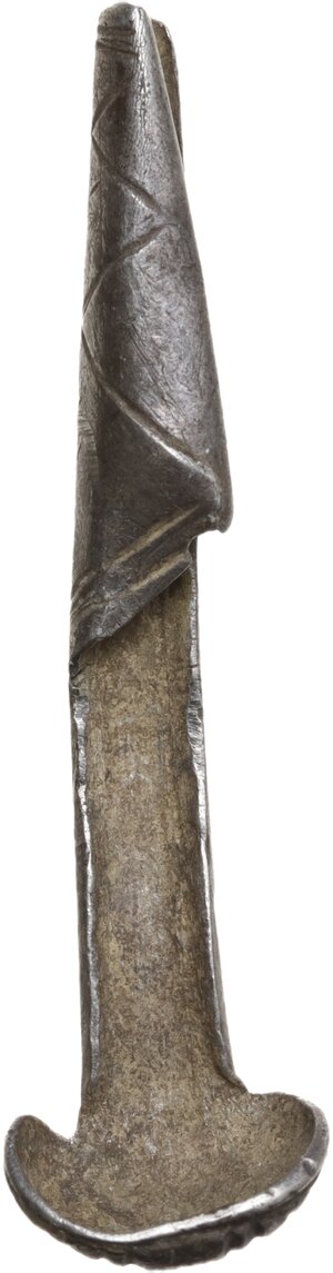 reverse: CELTIC SILVER LA TENE FIBULA  La Tène culture, second half of the 1st century BC.  Silver fibula 