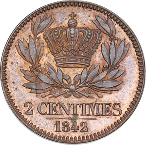 reverse: France.  Louis Philippe (1830-1848).. 2 centimes 1842 PATTERN