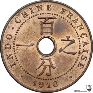 reverse: French Indochina.  Third republic (1870-1940).. Cent 1910 A, Paris mint