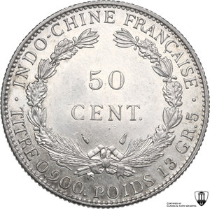 reverse: French Indochina.  Third republic (1870-1940).. 50 centimes 1936