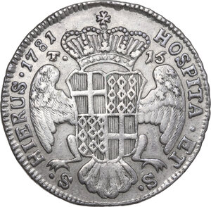 reverse: Malta.  Fra Emmanuel de Rohan (1775-1797). 15 tarì 1781