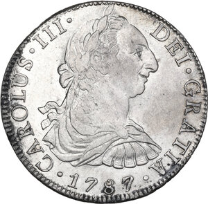 obverse: Mexico.  Charles III of Spain (1759-1788). 8 reales 1787 F M, Mexico City mint