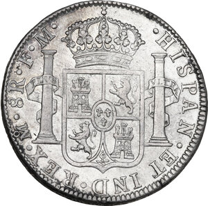 reverse: Mexico.  Charles III of Spain (1759-1788). 8 reales 1787 F M, Mexico City mint