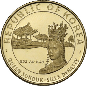 obverse: South Korea. 2500 won KE 4303 (1970) 5000th anniversary of Korea - Queen Sunduk