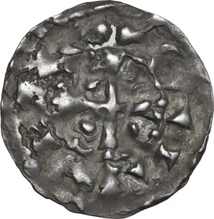 obverse: Switzerland.  Bischof Heirich I of Burgund (985-1019). Denier, Lausanne mint