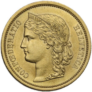 obverse: Switzerland.  Confederation (1848- ). 20 francs 1883, Bern mint