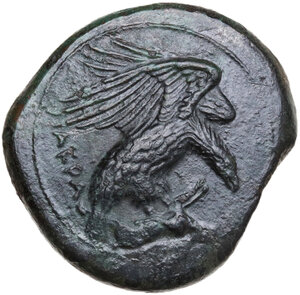 obverse: Akragas. AE Tetras or Trionkion, c. 425-410 BC