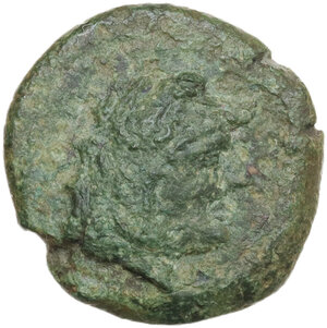 obverse: Coastal Etruria, Vetulonia.  Male Head Wearing Ketos Headdress Group.. AE Uncia, 3rd century BC