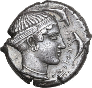 reverse: Syracuse.  Second Democracy (466-405 BC).. AR Tetradrachm, c. 440-430 BC