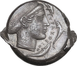 reverse: Syracuse.  Second Democracy (466-405 BC.).. AR Tetradrachm, c. 430 BC