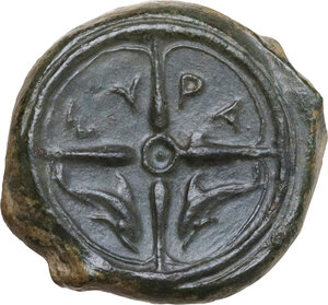 reverse: Syracuse.  Dionysios I (405-367 BC).. AE Hemilitron. Obverse die signed by the artist E(umenes?), c. 405-400 BC
