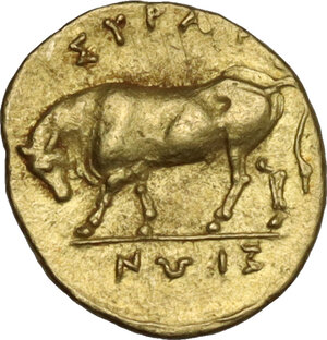 reverse: Syracuse.  Agathokles  (317-289 BC).. AV Diobol or 1/6 Stater, c. 317-310 BC
