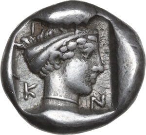 reverse: Caria, Knidos. AR Drachm, c. 405-394 BC