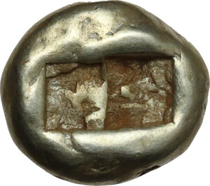 reverse: Kings of Lydia.  Temp. Alyattes – Kroisos.. EL Trite – Third Stater. Lydo-Milesian standard. Sardes mint, c. 620/10-550/39 BC