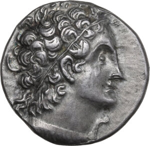 obverse: Egypt, Ptolemaic Kingdom.  Ptolemy VIII Euergetes II (Physcon) (145-116 BC).. AR Tetradrachm. Alexandreia mint. Dated RY 49 (122/1 BC)