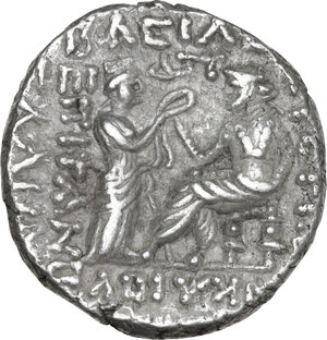 reverse: Kings of Parthia.  Vologases I (51-79 AD).. AR Tetradrachm. Struck 52/53 AD. Seleukeia mint