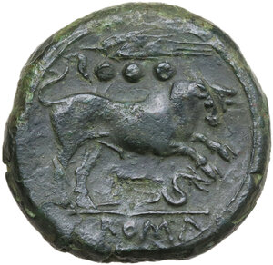 reverse: Corn-ear (first) series.. AE Quadrans. Sicily, c. 214-212 BC