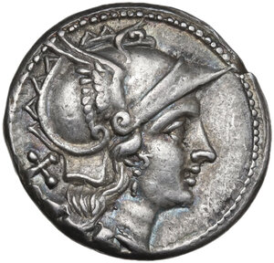 obverse: Anonymous.. Denarius, uncertain Lucanian mint (Venusia?), 209 BC