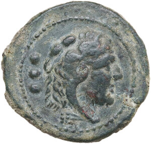 obverse: ROMA in monogram series.. AE Quadrans. Uncertain mint in Southeast Italy, 211-210 BC