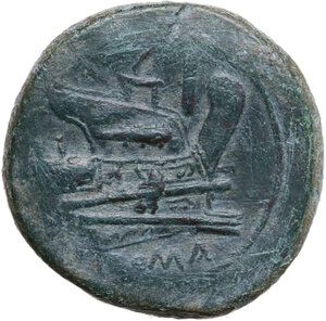 reverse: Fourth L series.. AE As. Luceria mint, c. 206-195 BC